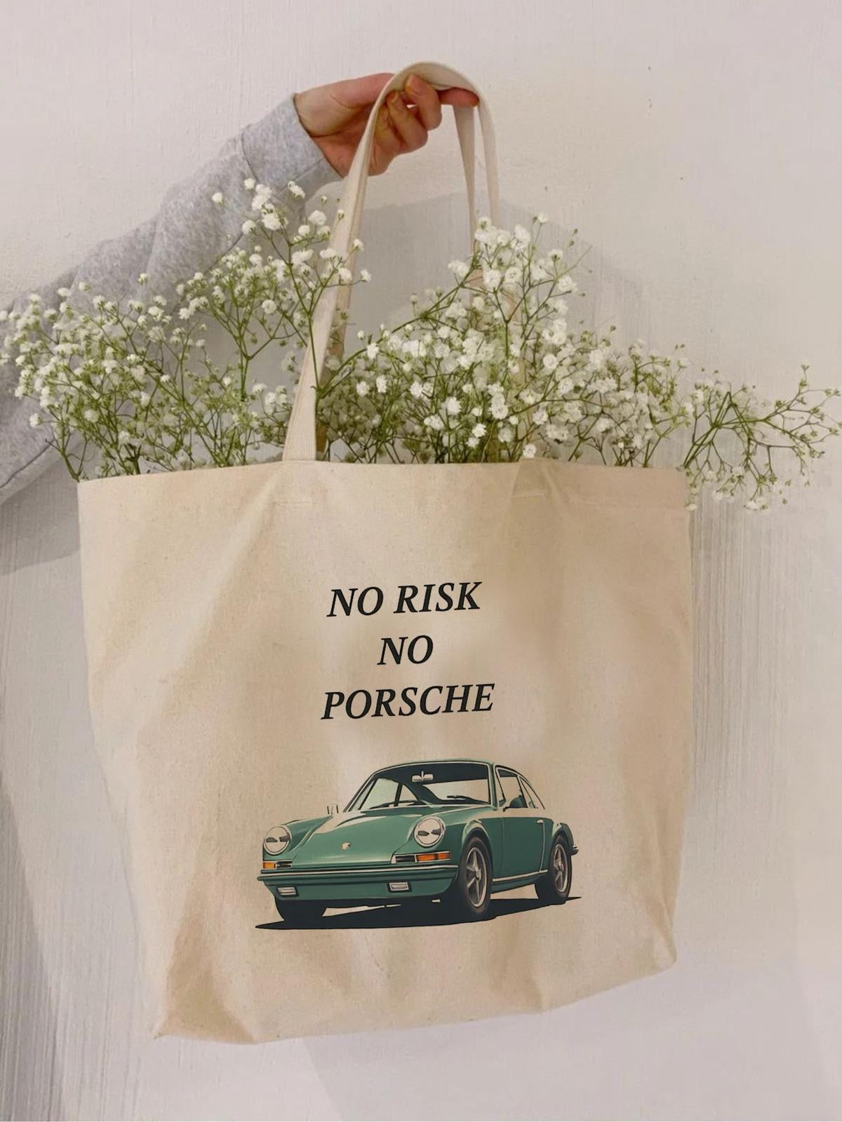 Schnieke Tragetasche "No Risk No Porsche"