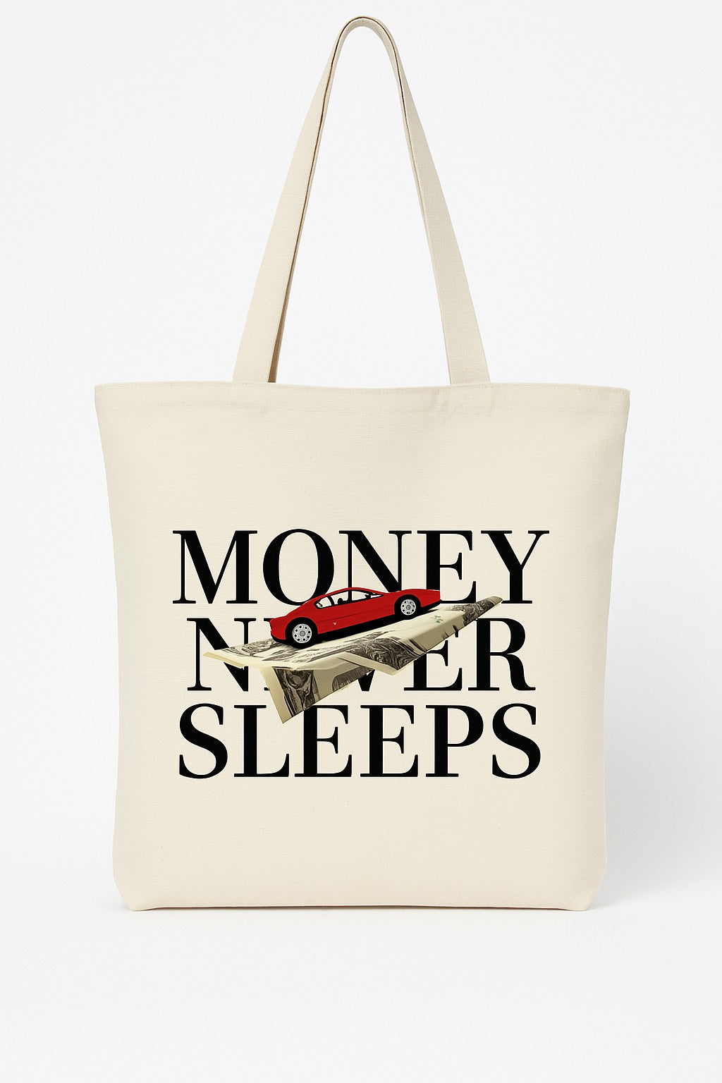 Schnieke Tragetasche "Money Never Sleeps"